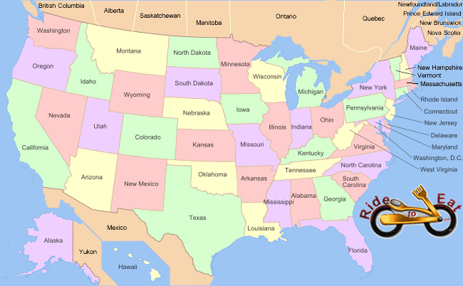 US RideToEat.com map